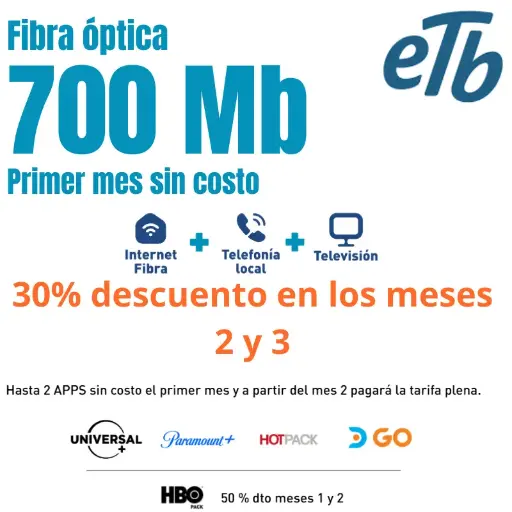 🚀Internet 700MB + Televisión Plus + Telefonía Local Ilimitada🚀